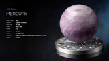 Ghana 2024 10 Cedis MERCURY Solar System 2 oz Antique Silver Coin Stand  & Removable Lepidolite Planet Mercury
