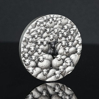 Niue 2025 $2 SHEEP B-Different High Relief 2 oz .999 Antique Silver Coin