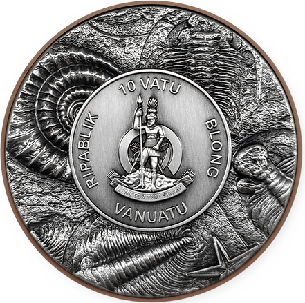 Vanuatu  2024 10 Vatu MEGALODON Double Silver Giant Dinosaurs Coin Copper Core