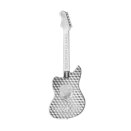 Solomon Islands 2024  Fender Jazzmaster Surf Guitar 1 oz Silver Coin