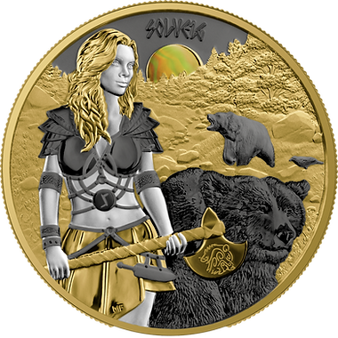 Germania Mint 2024 5 Mark Valkyries Solveig Valhalla 1 oz .9999 Silver Black and Gold