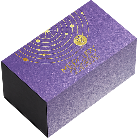 Ghana 2024 10 Cedis MERCURY Solar System 2 oz Antique Silver Coin Stand  & Removable Lepidolite Planet Mercury