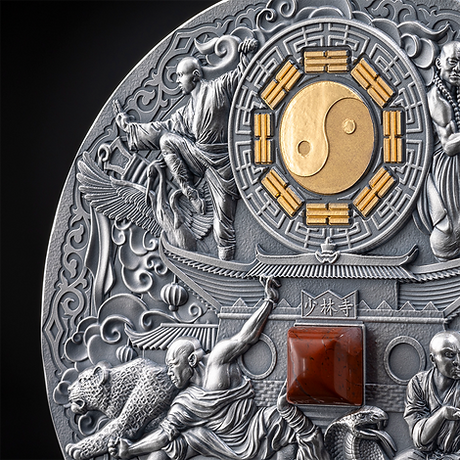 Niue 2024 $10 SHAOLIN KUNG FU Martial Arts Styles 5 Oz .999 Antique Silver Coin