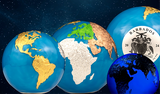Barbados 2024 $5 BLUE MARBLE Planet Earth HUGE 5 Oz .999 Coloured Antique Silver Coin Glow in the Dark