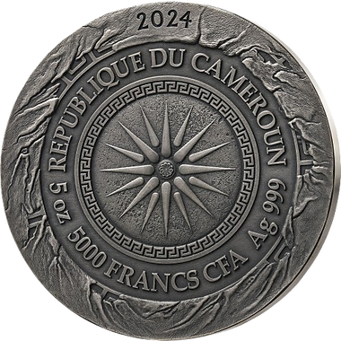 Cameroon 2024 5000 Francs CFA ALEXANDER THE GREAT Great Commanders 5 Oz .999 Antique Silver Coin