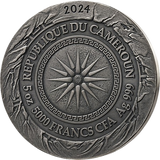 Cameroon 2024 5000 Francs CFA ALEXANDER THE GREAT Great Commanders 5 Oz .999 Antique Silver Coin