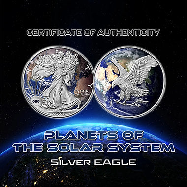 United States Of America  2024 $1  .999 1 Oz Silver Eagle EARTH - Planets of the Solar System Series 1oz Colourised Silver Coin