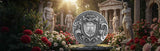 Decorative stone emblem with classical architecture and statues in the background page banner - FORTYMILLION