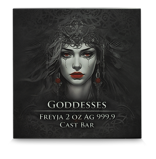 Germania Mint 2024 Goddesses: FREYJA- Certificate and Coin Number # 800 2 oz 999.9 Antique Silver Cast Bar