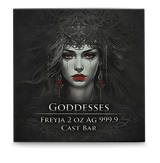 Germania Mint 2024 Goddesses: FREYJA- Certificate and Coin Number # 800 2 oz 999.9 Antique Silver Cast Bar