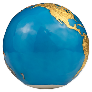 Barbados 2024 $5 BLUE MARBLE Planet Earth HUGE 5 Oz .999 Coloured Antique Silver Coin Glow in the Dark