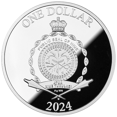 Niue 2024 $1 TREE OF LUCK Blue Moon Colour 1 oz .999 Silver Proof