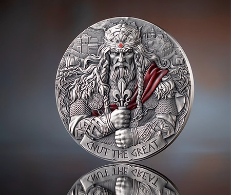 PRE-ORDER Cameroon 2025 2000 Francs KING CNUT THE GREAT: The Way to Valhalla 2oz .999 Antique finish Silver