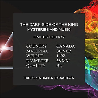 Canada 2023 $5 DARK SIDE OF THE KING Mysteries and Music 1 Oz .9999 Silver Coin