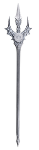 Silver trident with detailed design on a white background