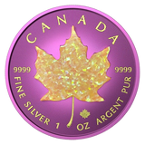 Canada 2022 7x $5 Coins 3D Opal Canada Maple Leaf 1oz .9999 Silver with Real Opal Stone MYSTERY GOLD COIN - CHANCE TO FIND 7 x GOLD COINS