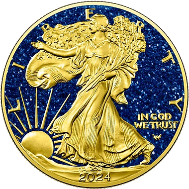 United States of America USA 2024 $1 SAPPHIRE EAGLE Precious Gemstones 1 Oz Silver Coin
