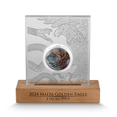 Germania Mint Malta 2024 10 Euro GOLDEN EAGLE 2 oz 999.9 Antique Silver BU HR Limited Edition