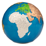 Barbados 2024 $5 BLUE MARBLE Planet Earth HUGE 5 Oz .999 Coloured Antique Silver Coin Glow in the Dark