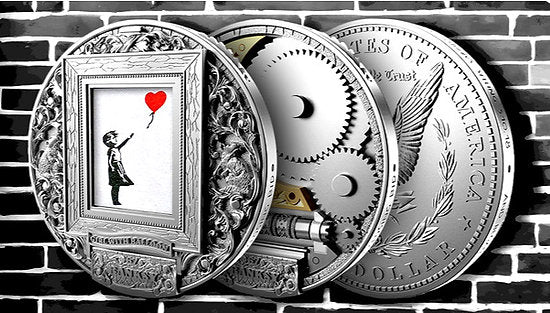 Roman Booteen's Banksy Authorized Replica  1/10oz .999 Gold Original Silver Morgan Dollar