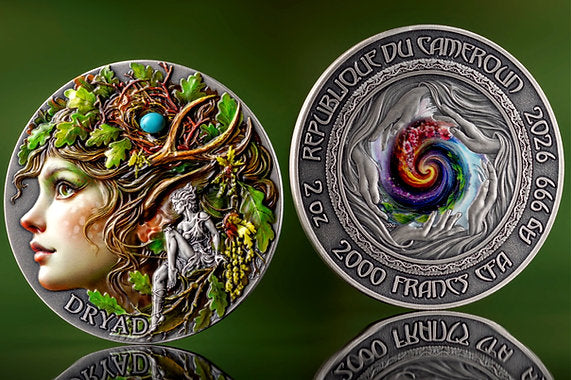 Cameroon 2026 2000 Francs DRYAD- Nature Spirits - 2 oz Antique finish .999 Silver Coin