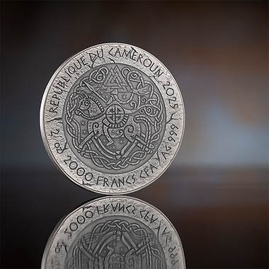 PRE-ORDER Cameroon 2025 2000 Francs KING CNUT THE GREAT: The Way to Valhalla 2oz .999 Antique finish Silver