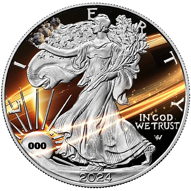 United States Of America  2024 $1  .999 1 Oz Silver Eagle Saturn - Planets of the Solar System Series 1oz Colourised Silver Coin