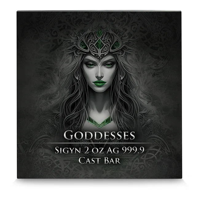 Germania Mint 2024 Goddesses: SIGYN- 2 oz 999.9 Antique Silver Cast Bar