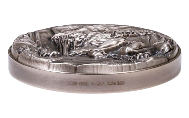 Republique du Tchad 2021 10000 Francs Binding of Fenrir 2 Oz Antiqed Silver 11.5 oz Copper Coin