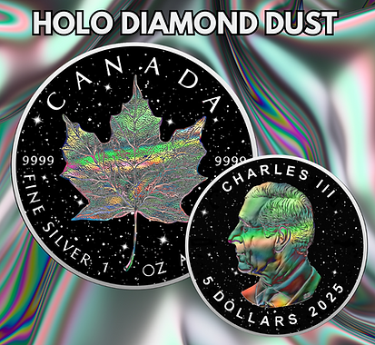 Canada $5 2025 HOLO DIAMOND DUST Maple Leaf 1 Oz .9999 Silver Coin