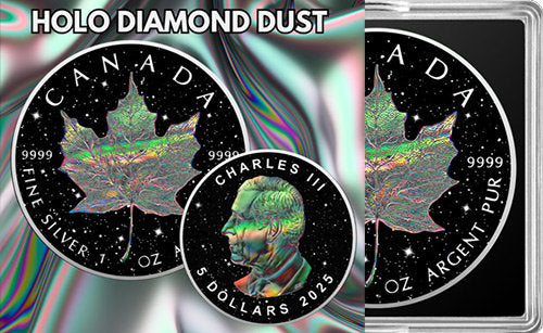 Canada $5 2025 HOLO DIAMOND DUST Maple Leaf 1 Oz .9999 Silver Coin