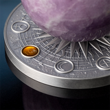 Ghana 2024 10 Cedis MERCURY Solar System 2 oz Antique Silver Coin Stand  & Removable Lepidolite Planet Mercury