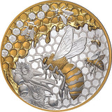 Niue 2025 $10 Honey Bee  5oz .999 Selectively Gold Plated Silver Proof