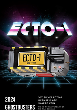 Niue 2024 $5 Ghostbusters™  Ecto-1 License Plate Shaped 2 oz .999 Silver Antiqued Coloured Coin