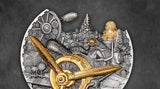Cook Islands 2025 $20 AVIATION Steampunk 3oz .9999 Antique Silver Coin CIT Smartminting®