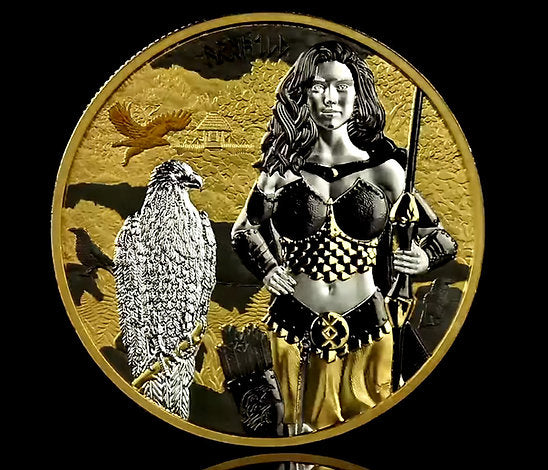 Germania 2025 5 Mark VALKYRIES: ARNHILD VALHALLA 1oz High Relief .9999 Silver Black and Gold