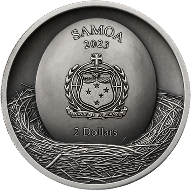 Samoa 2024 $2 TAWNY OWL STRIX ALUCO TREE HOLLOW 1 oz .999 Antique Silver UHR Obverse