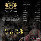 Niue 2023 $5 TAIZONG OF TANG Legends of the Great Chinese Emperors 2 Oz .999 Antiqued Silver Gilded