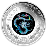 Australia 2024 $1 Lunar Year of the Dragonr Opal 1oz 99.99% Silver Proof Coin Perth Mint