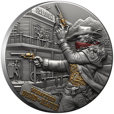 Liberia 2024 $5 The Bounty Hunter - 2oz .999 High Relief .999 Antique Silver Coin