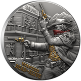 Liberia 2024 $5 The Bounty Hunter - 2oz .999 High Relief .999 Antique Silver Coin