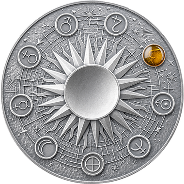 Ghana 2025 10 Cedis SATURN Solar System 2 oz Antique .999 Silver Coin Stand & Removable Amethyst  Planet Saturn