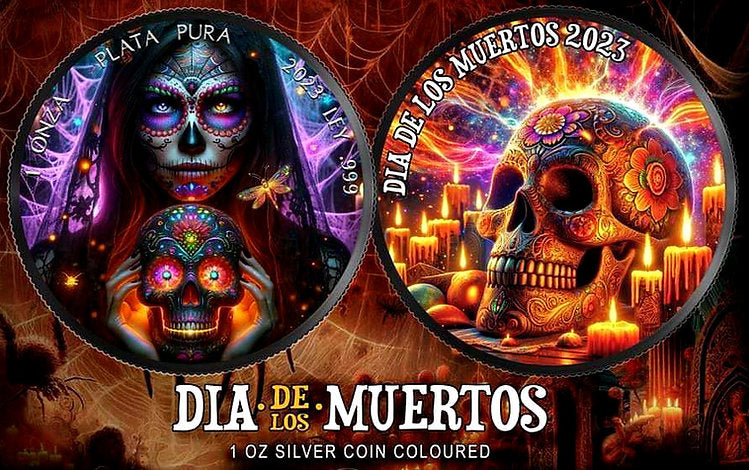 Mexico 2023  Libertad  1 Onza DIA de los MUERTOS 1oz .999 Silver Black Ruthenium