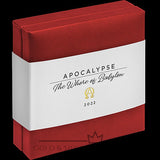 Red and white box with 'Apocalypse' branding on a black background