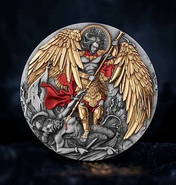 Niue 2024 $5 MICHAEL 2oz .999 High Relief Gilded Antiqued Silver Coin