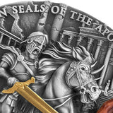 Niue 2025 $7 RED HORSE of VICTORY Seven Seals of the Apocalypse 3 Oz .999 Coloured and Gilded Antique Silver Coin