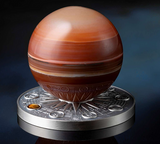 Ghana 2024 10 Cedis MARS Solar System 2 oz Antique Silver Coin Stand & Removable Carnelian  Planet Mars