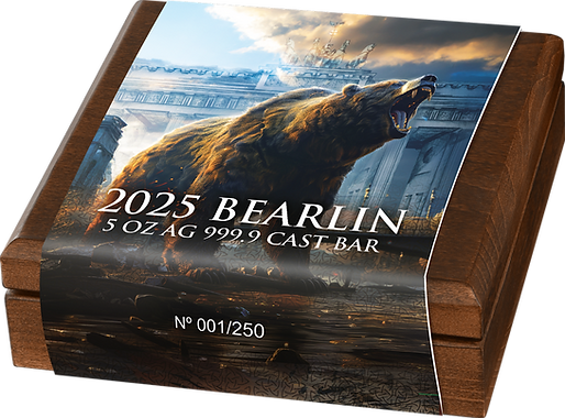 Germania Mint 2025 Bearlin 5 oz 999.9 Silver Cast Bar