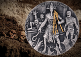 Niue 2023 $5 OSIRIS Gods of Anger 2oz High Relief Gilded .999 Antiqued Silver