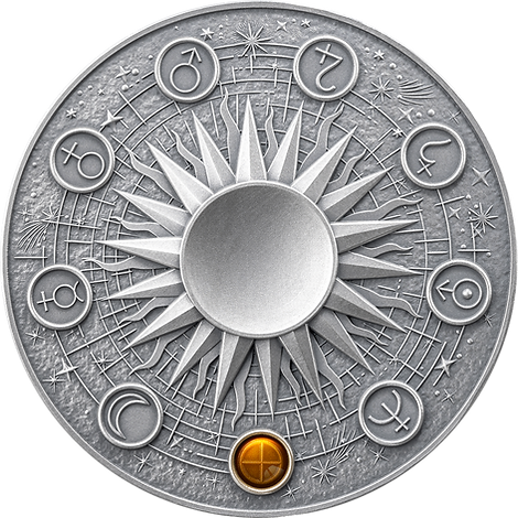 Ghana 2024 10 Cedis EARTH Solar System 2 oz Antique  Silver Coin Stand & Removable Lapis Lazuli Planet Earth